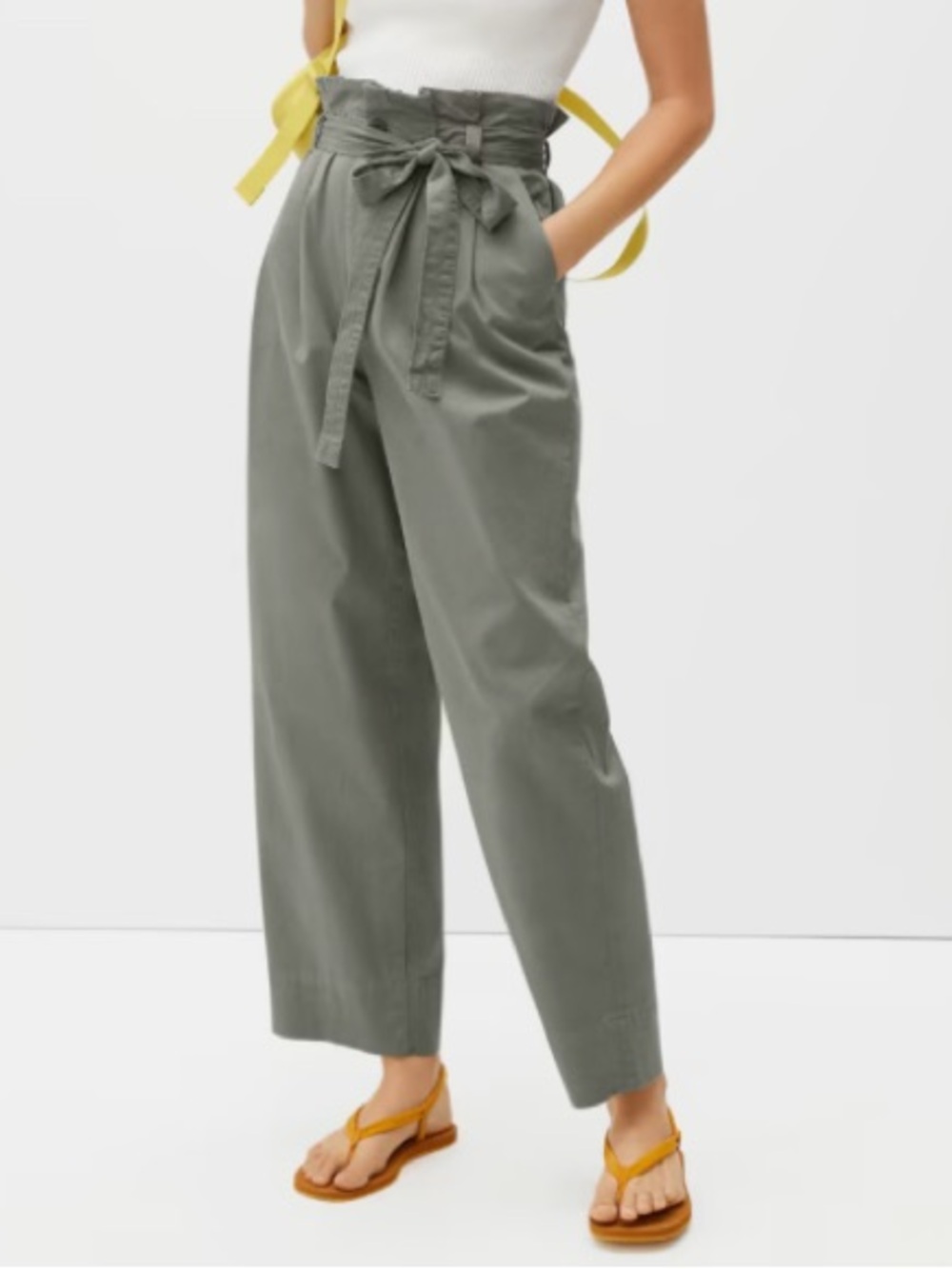 Everlane High-Waist Paperbag Trousers in Olive